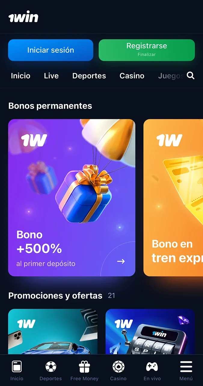 Bonos y promociones de 1win.