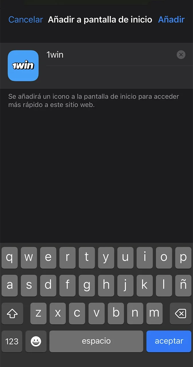 Complete la instalación de la aplicación 1win y ejecútela.