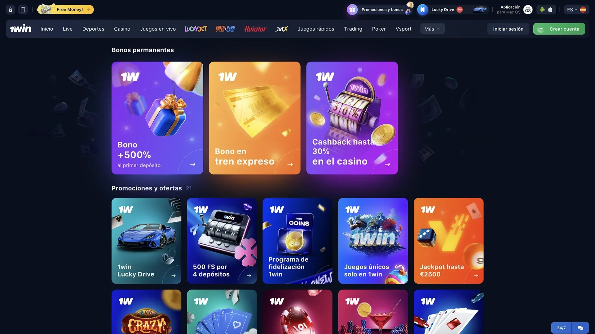 Bonos y promociones de 1win.