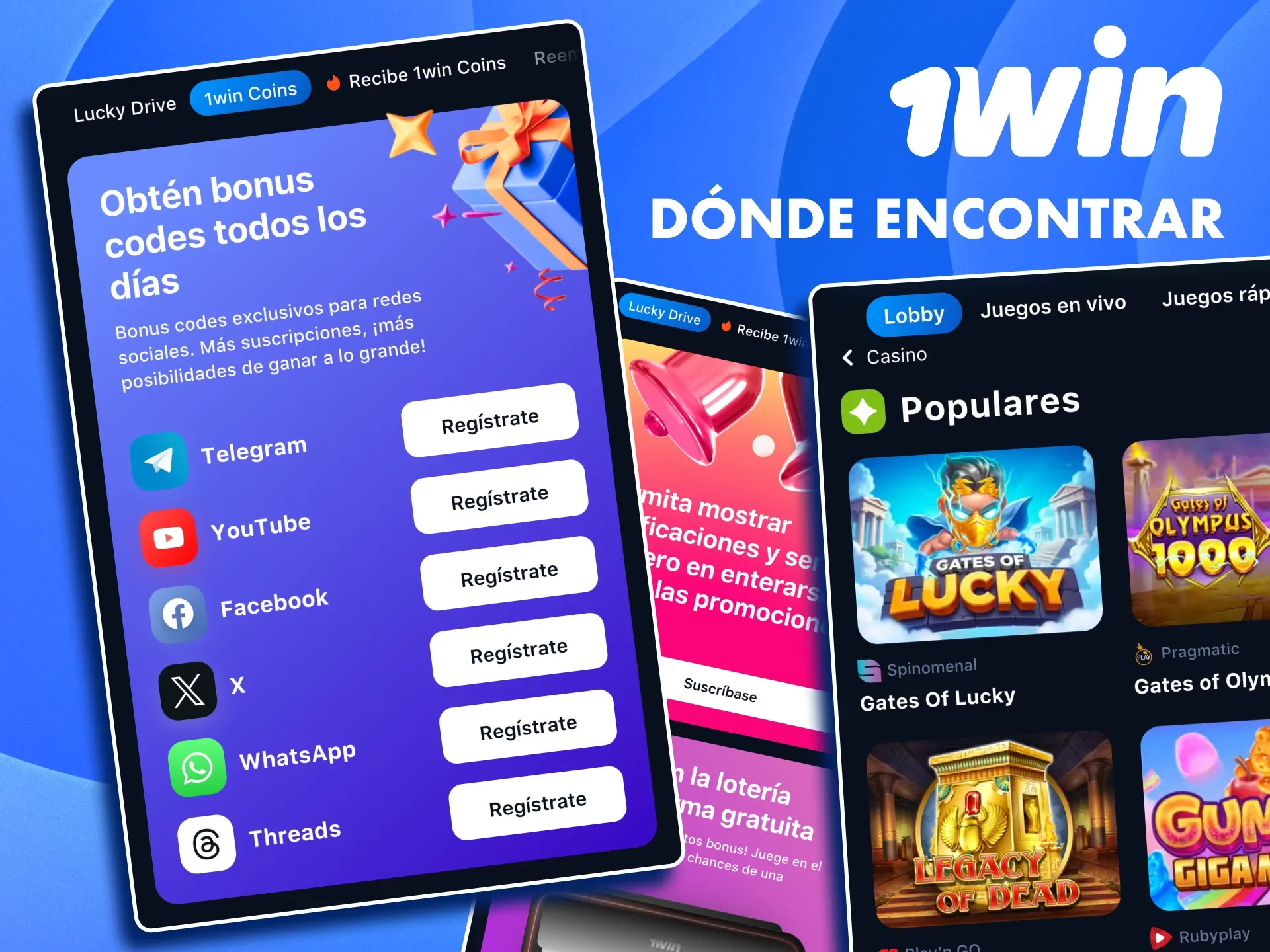 Sigue los canales oficiales de 1win y accede a códigos de bonificación exclusivos.