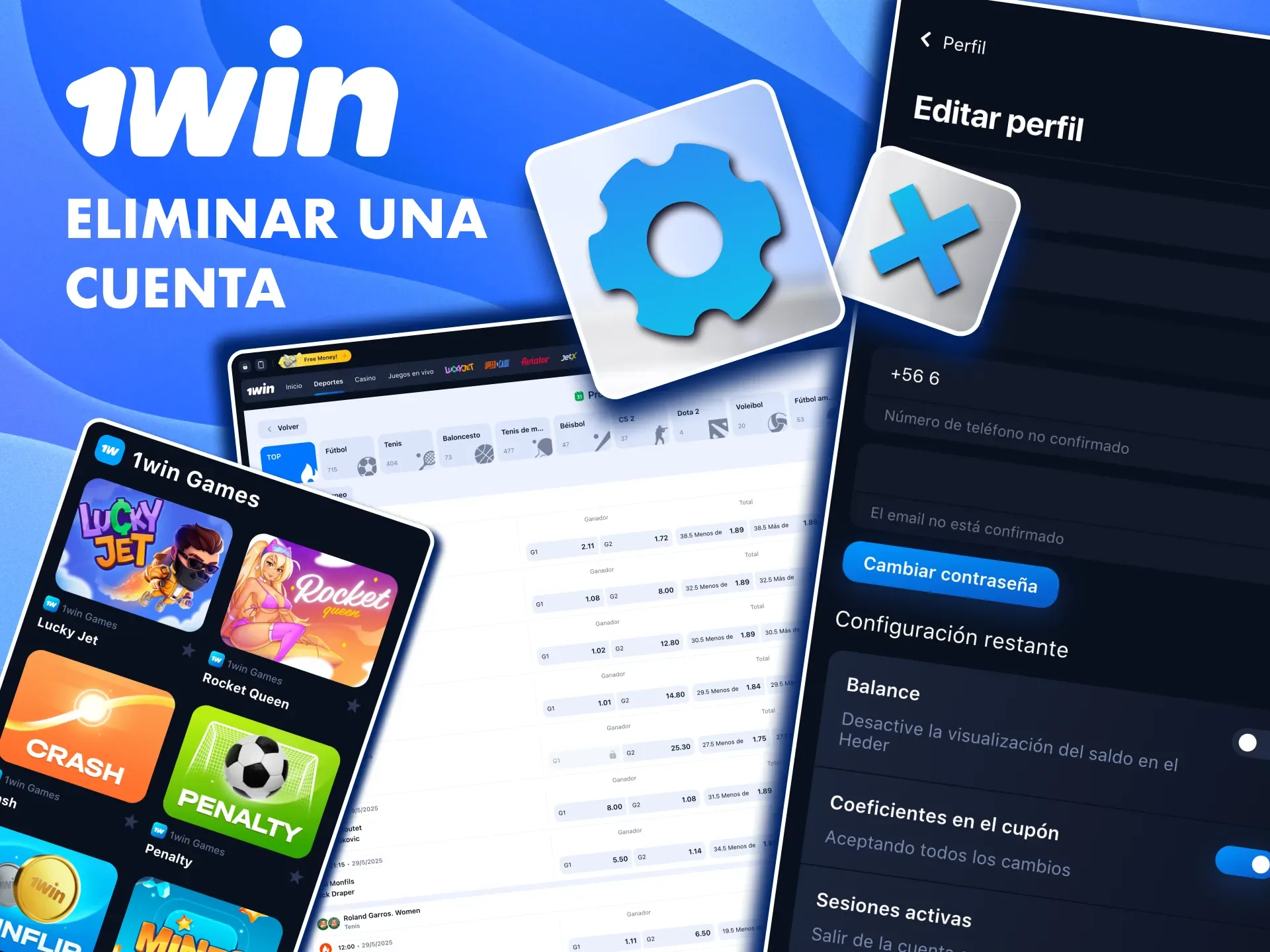 Solicita la eliminación de tu cuenta en 1win desde la configuración de perfil.