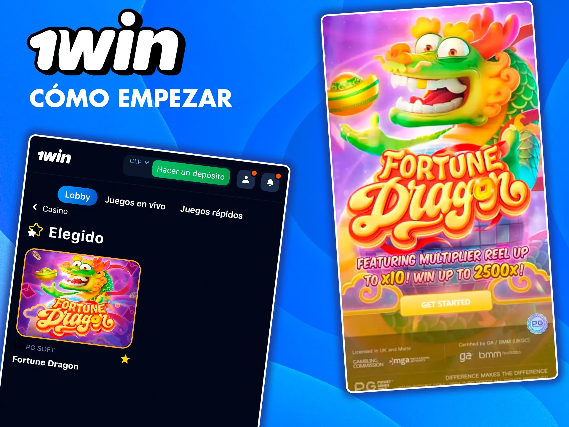 Empieza a jugar a Fortune Dragon registrándote en la plataforma 1win.