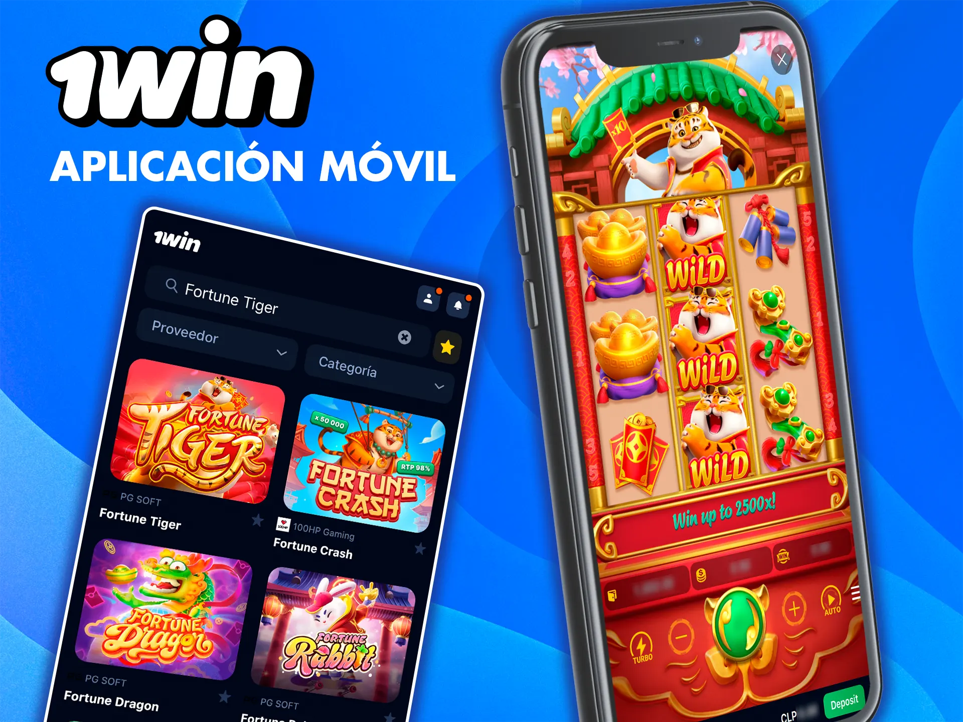 Descarga la aplicación móvil de 1win para ganar aún más rápido en el juego Fortune Tiger. 
