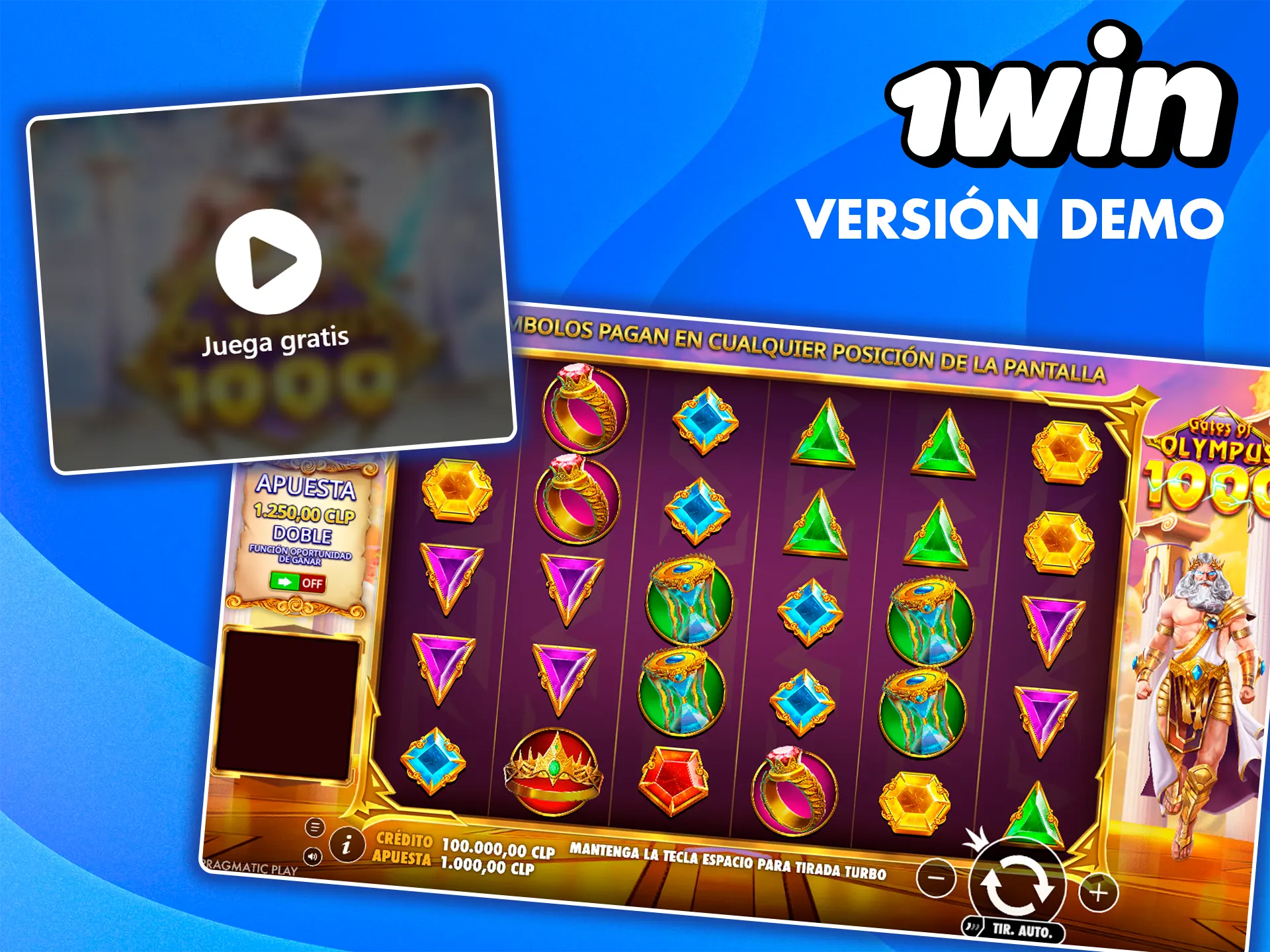 1win ofrece el modo demo del juego Gates of Olympus 1000 con las mejores cuotas.