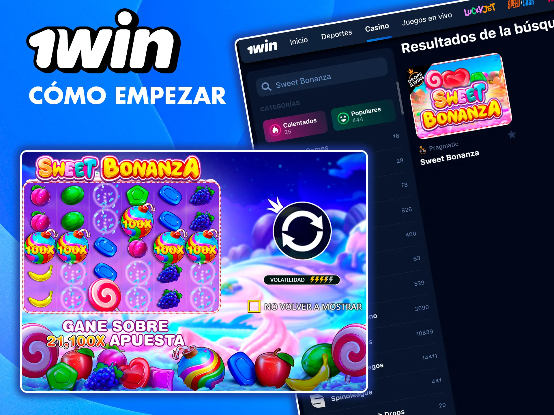 Regístrate en 1win con solo un par de clics y empieza a jugar a Sweet Bonanza.