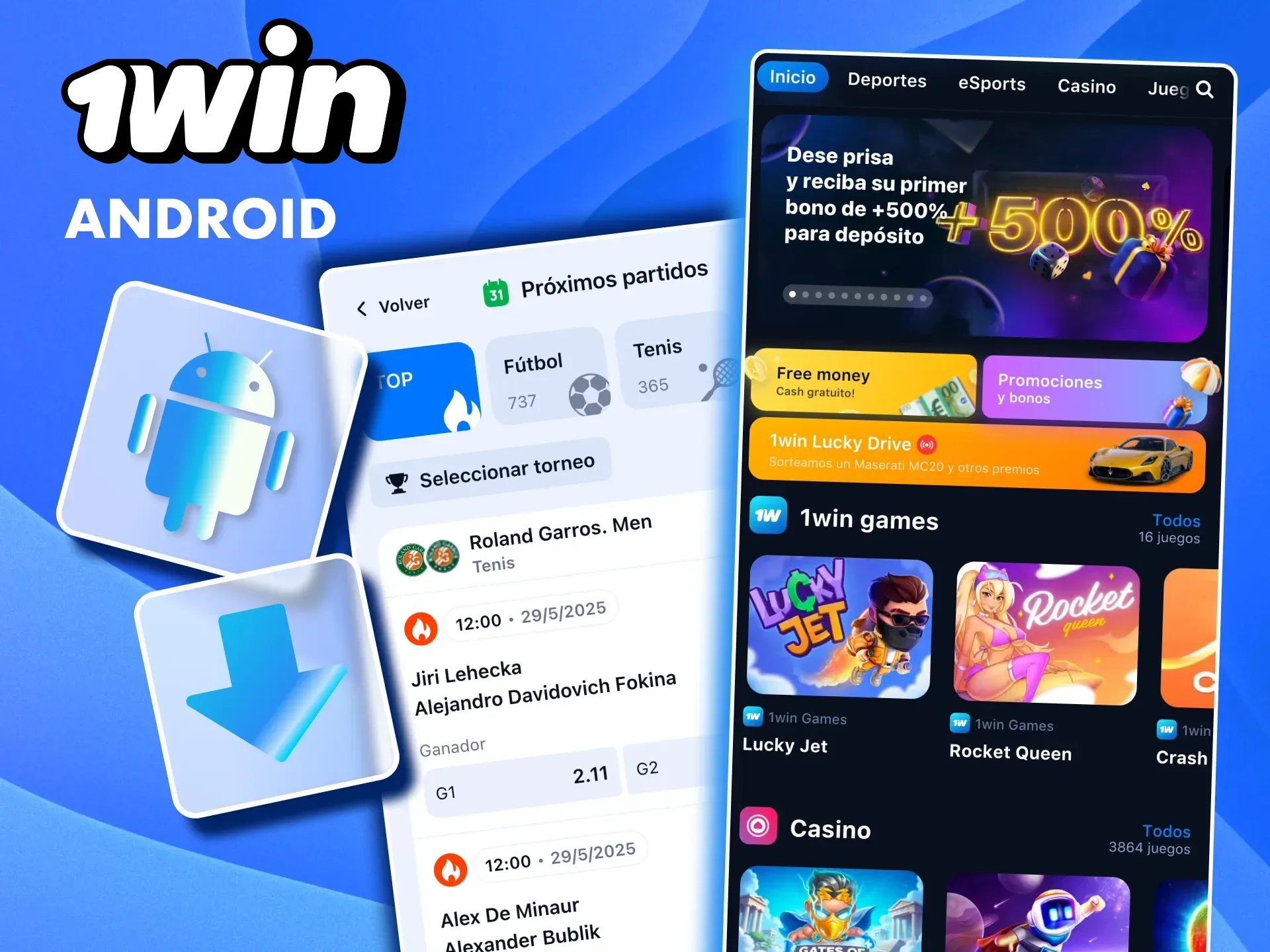 Obtén la app de 1Win en Android y juega sin perder velocidad ni calidad.