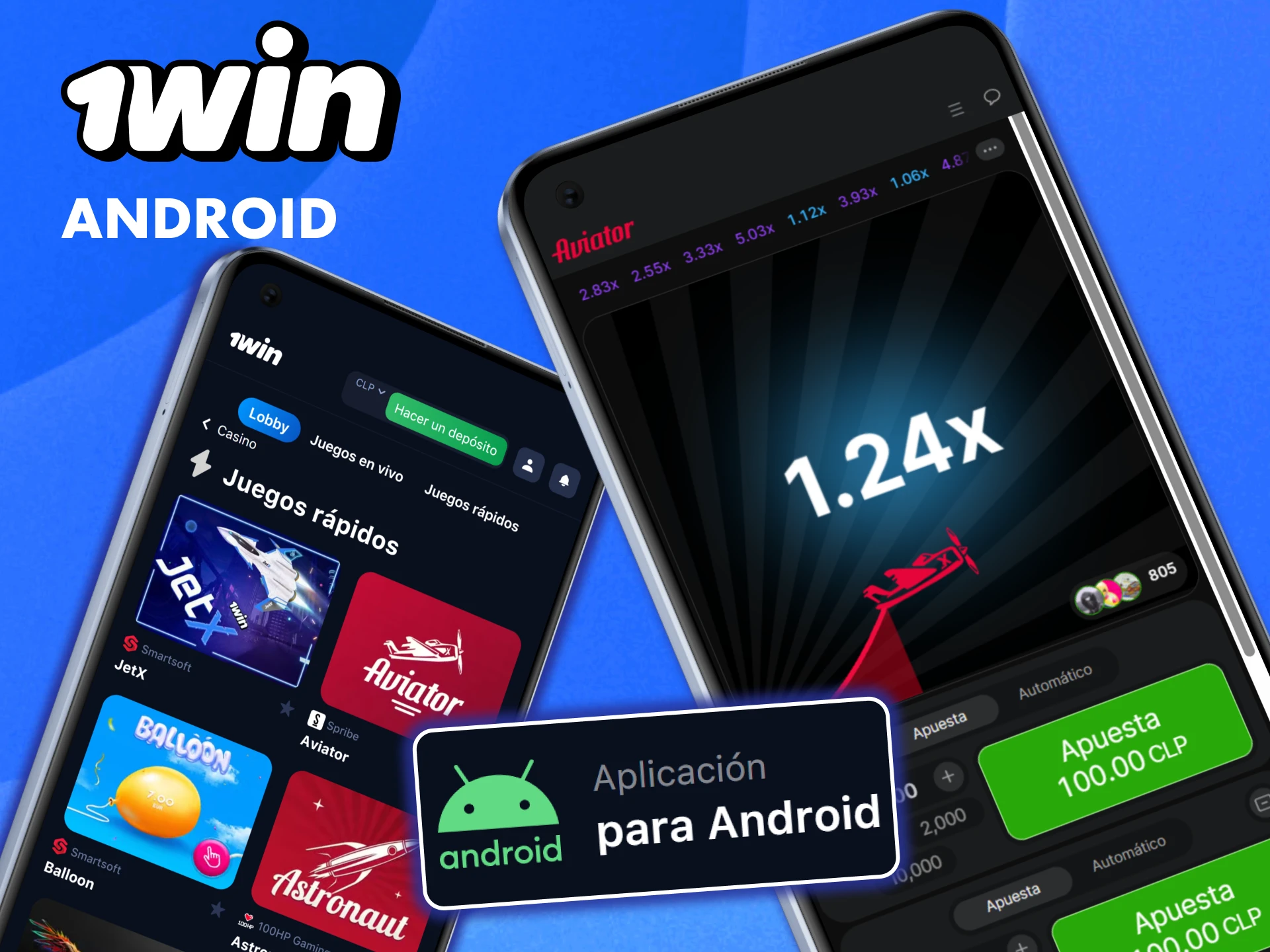 Descarga la aplicación 1win para Android para jugar a Aviator.