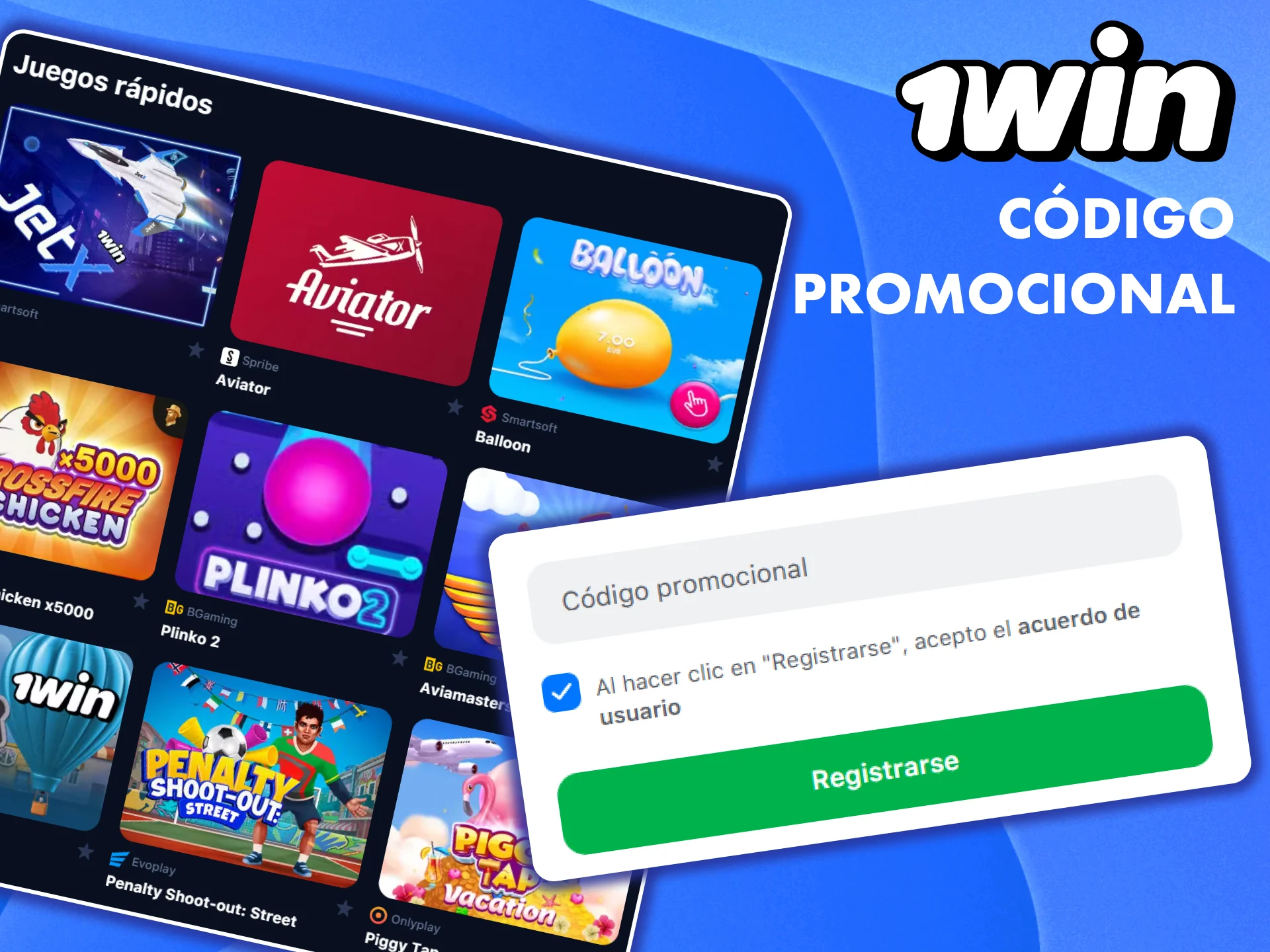 Utiliza un código promocional al registrarte en 1win y disfruta de bonificaciones para los jugadores de Aviator.