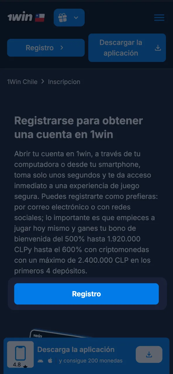 Abre el sitio web oficial de 1win utilizando el enlace directo.