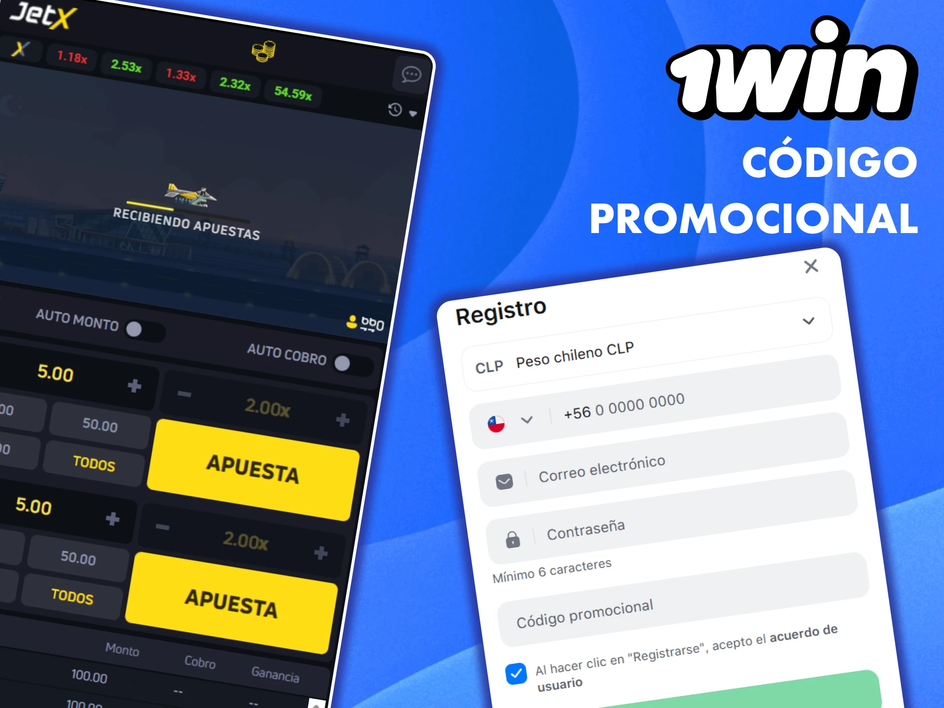 Introduce el código promocional para los jugadores de JetX en 1win.