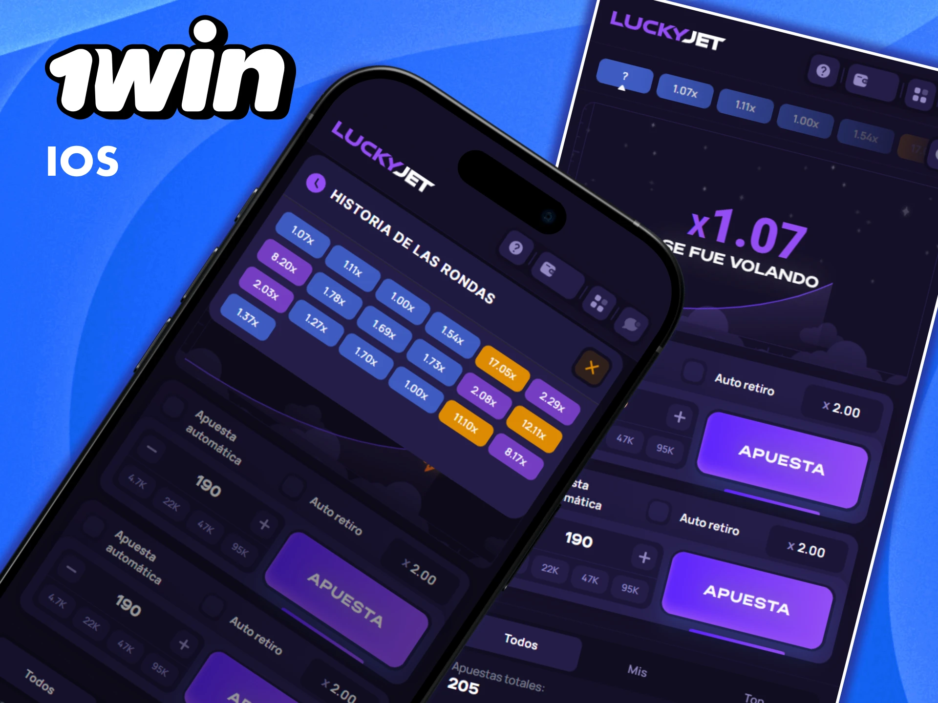 Juega a Lucky Jet en la aplicación 1win para iOS.