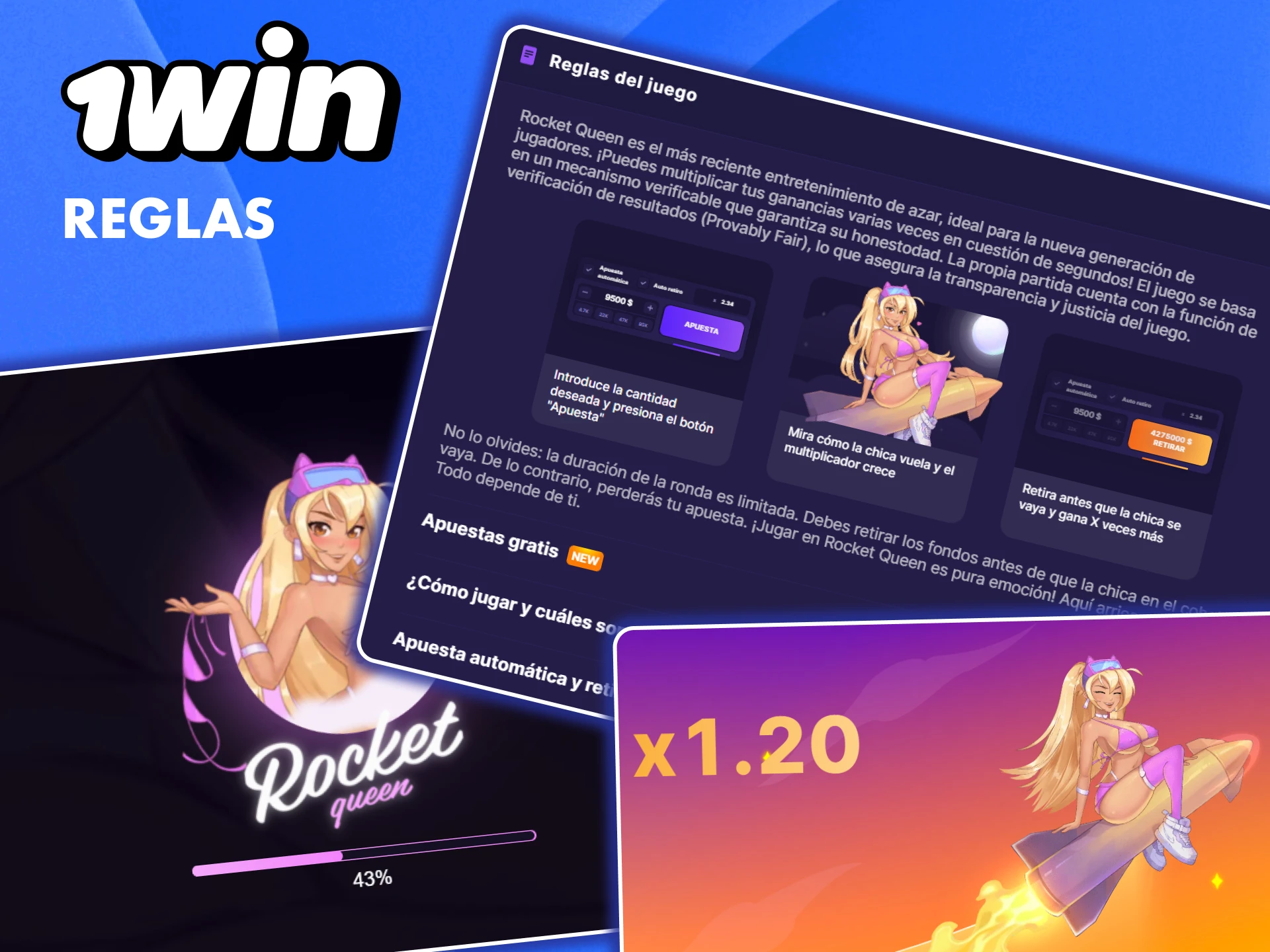 Lee las reglas del juego Rocket Queen disponibles en 1win.