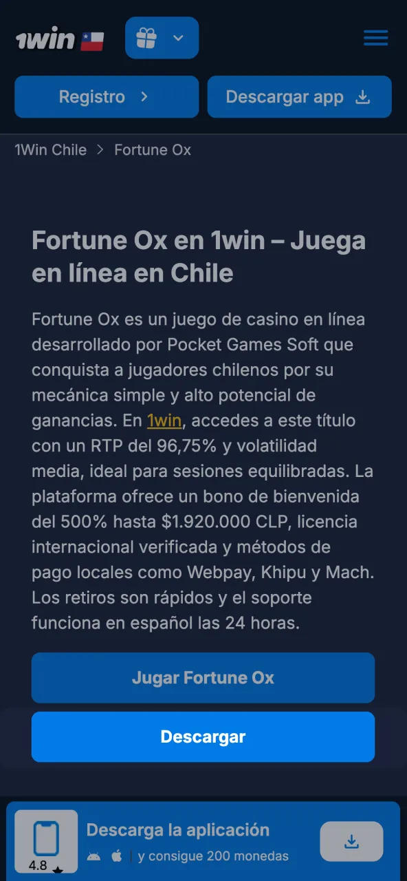 Busca el botón Descargar APK y baja el archivo en 1win.