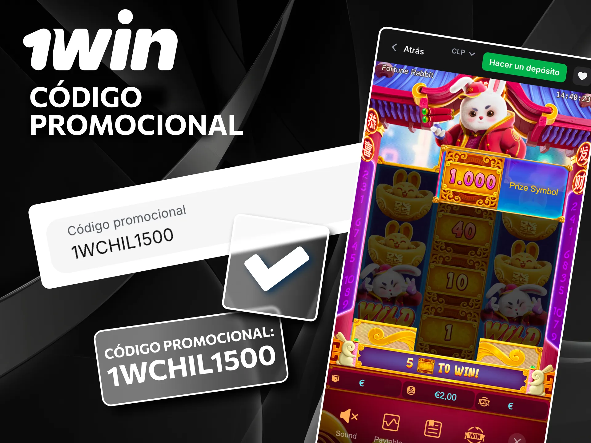 Fortune Rabbit en 1win con beneficios extra al ingresar código especial.