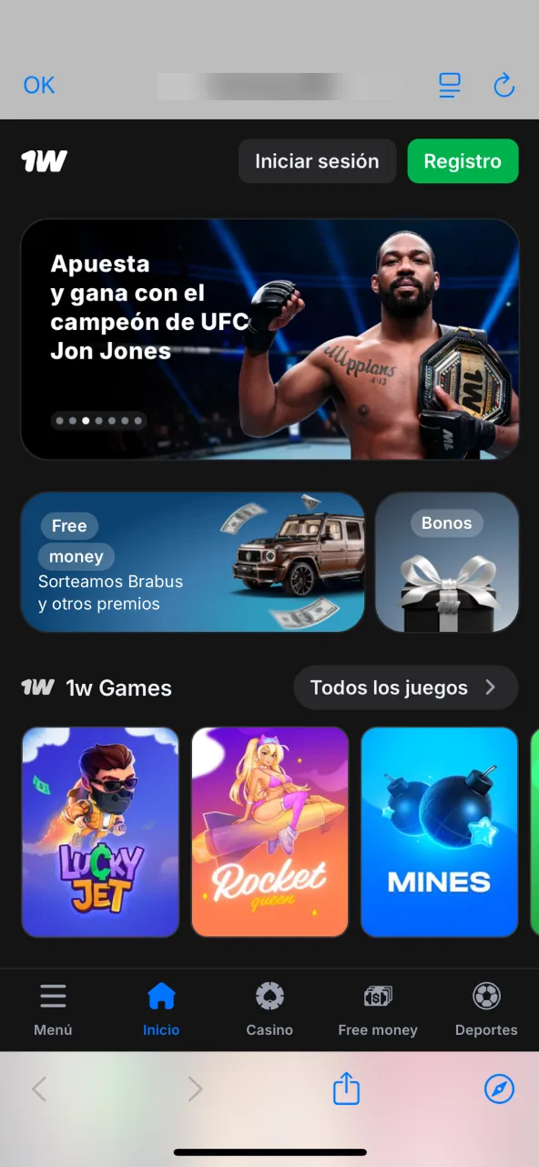 Visita página oficial de 1win usando Safari en tu iPad.