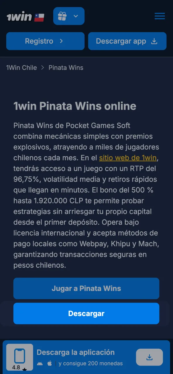 1win permite descargar el APK con un solo toque.