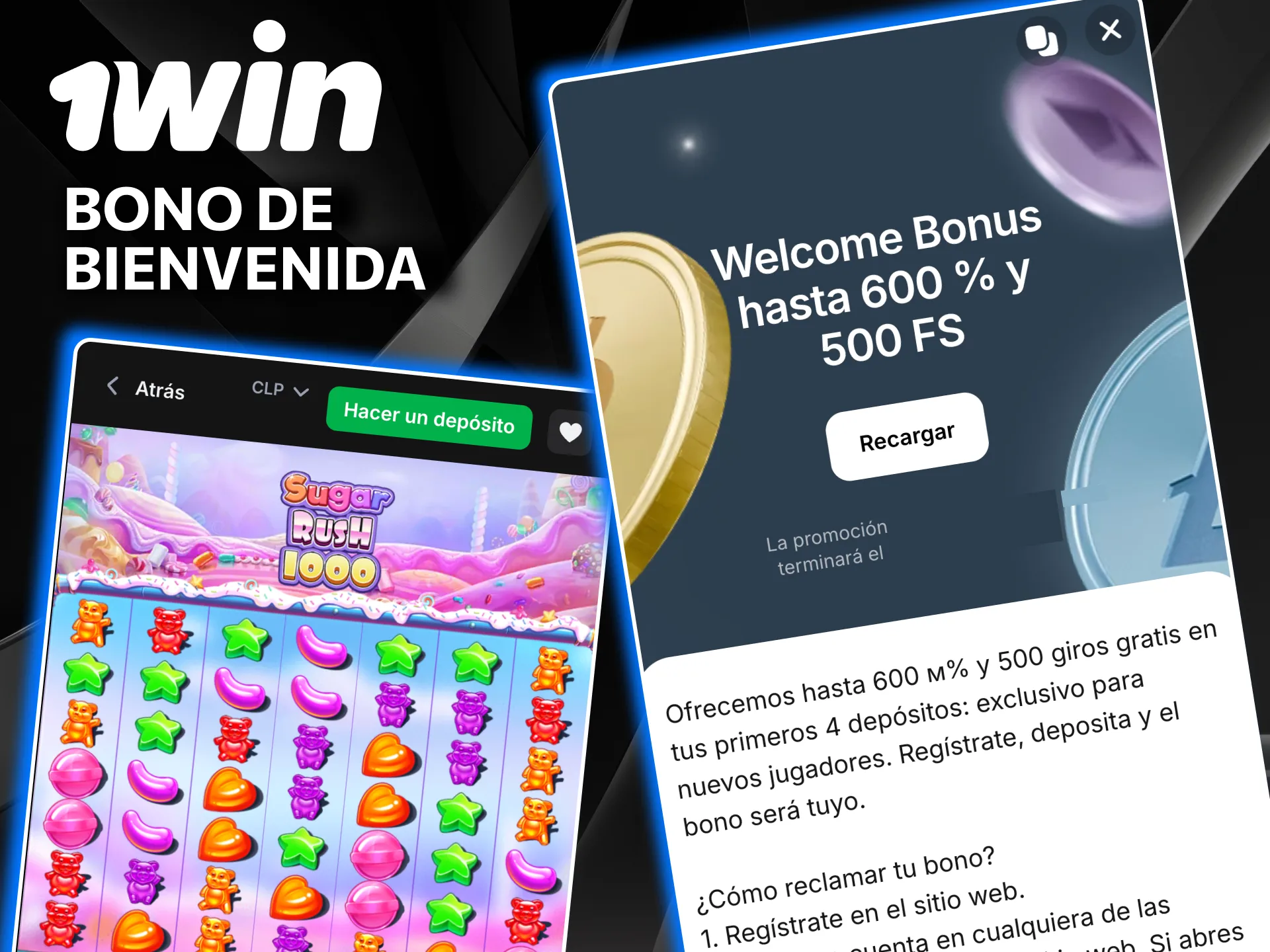 Bono casino Chile para Sugar Rush 1000 disponible en 1win.